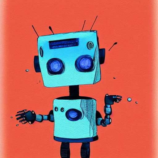 Image similar to a robot holding a t - shirt, digital art, illustration, water color