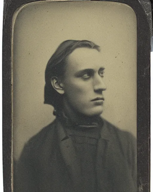 Image similar to tintype photo of ivan karamazov, cynical young russian man, by julia margaret cameron 1 8 8 0 s, realistic, body shot, sharp focus, 8 k high definition, insanely detailed, intricate, elegant