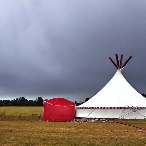 Image similar to circus tent in a tornado