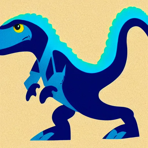 Image similar to a stylized blue t - rex dinosaur with darker blue stripes in an adult cartoon rough style