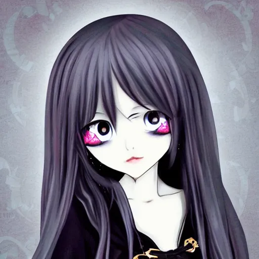 Image similar to kawaii expressionless gothiclolita syle anime girl with long silver hair by naka tsukashi