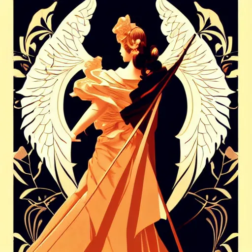 Image similar to silhouette of an angel illustration, vector art style, medium shot, intricate, elegant, highly detailed, digital art, ffffound, art by JC Leyendecker and sachin teng