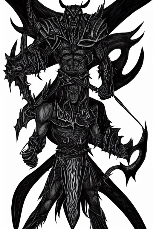 Image similar to illidan the demon hunter with band on his eyes that he sees through and demon wings from world of warcraft vector art