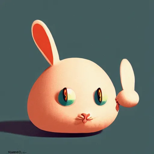 Prompt: goro fujita illustration of a cute bunny, it has two big ears, a small body, two eyes, two hands and two feet