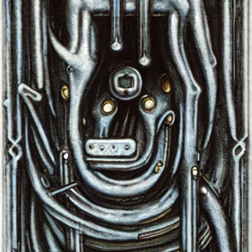 Image similar to a poker card concept by giger