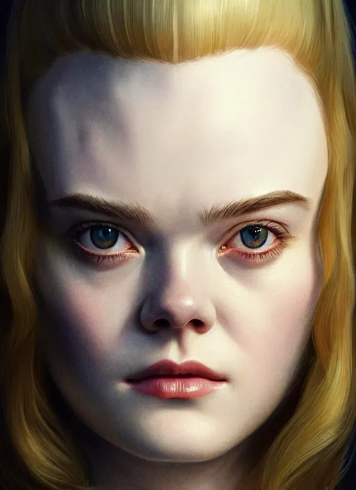 Image similar to symmetry!! portrait of elle fanning in prey, horror, fashion, dark!! intricate, elegant, highly detailed, digital painting, artstation, concept art, smooth, sharp focus, illustration, art by artgerm and frank frazetta and peter paul rubens