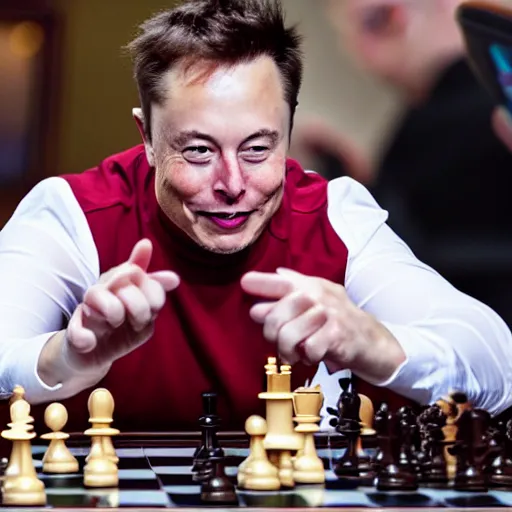 Image similar to elon musk playing chess with mickey mouse