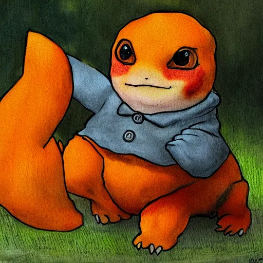 Image similar to Charmander artwork by Beatrix Potter