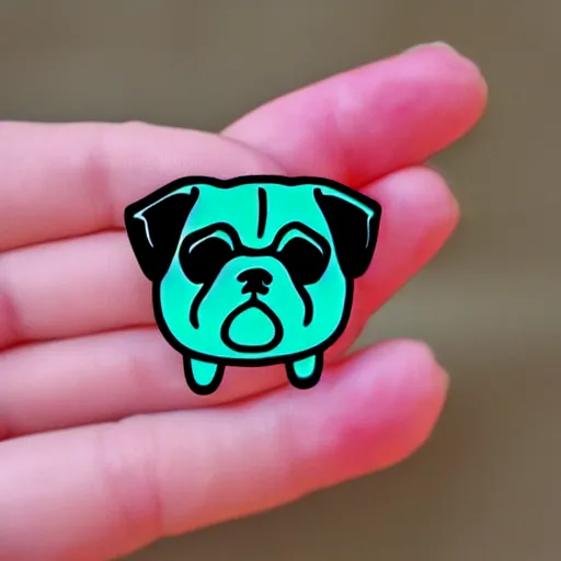 Prompt: cute pug enamel pin design