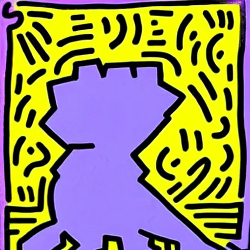 Image similar to a wheaten terrier in the style of Keith haring 90s colors