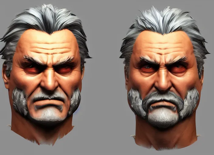 Image similar to extremely scary angry old tough rough looking viktor orban. scars, scary, gruffness, interesting 3 d character concept by square enix, in the style of league of legends, hyper detailed, cinematic, final fantasy, character concept, ray tracing, fur details, maya, c 4 d, artstation