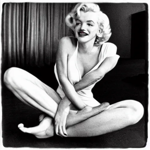 Prompt: Marilyn Monroe doing yoga, trending on instagram