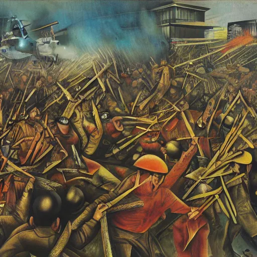 Prompt: fall of saigon by otto dix, hyperrealistic, aesthetic, masterpiece