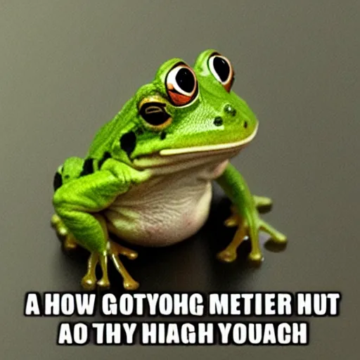 Image similar to A cute frog wishes you goodnight. Meme.