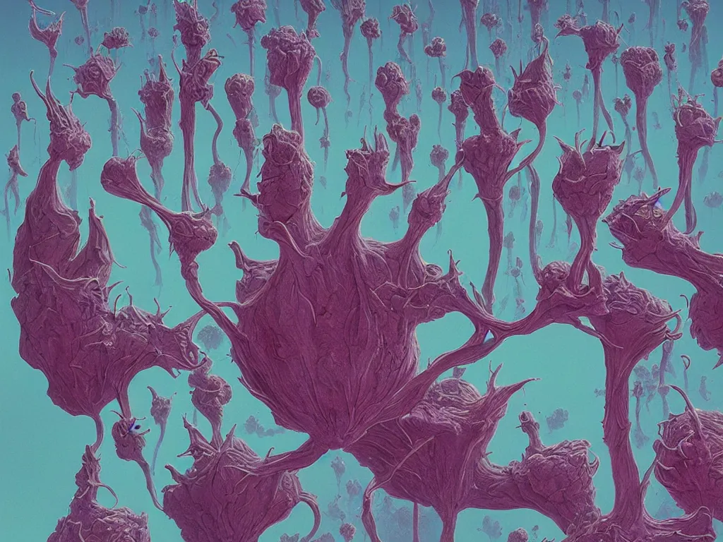 Image similar to it came from outer space by beeple : 4, a 8 k instax film rendered in unreal engine : 2, collaboration between zdzisław beksinski and salvador dali, a micrograph of mutant chlorociboria spores and hyphae, interstellar earthstar geastrum enigma