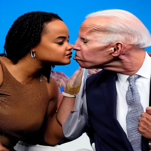 Image similar to kyla pratt kisses joe biden on his cheek