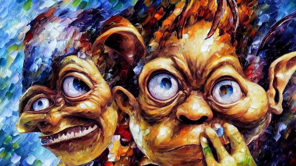 Prompt: A beautiful, highly detailed, very realistic oil painting of a goblin oil painting by Afremov.