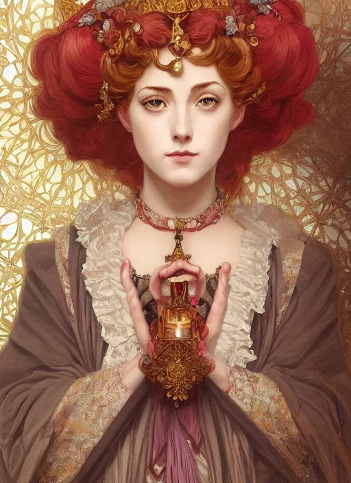 Prompt: symmetry!!!!!! beautiful anime victorian queen close portrait, wearing ornate clothing, scarlet johanson, highly detailed, expressive realistic eyes anime, dynamic lighting, digital art, digital painting, artstation, wlop, sharp focus, illustration, art by artgerm and greg rutkowski and alphonse mucha, 8 k