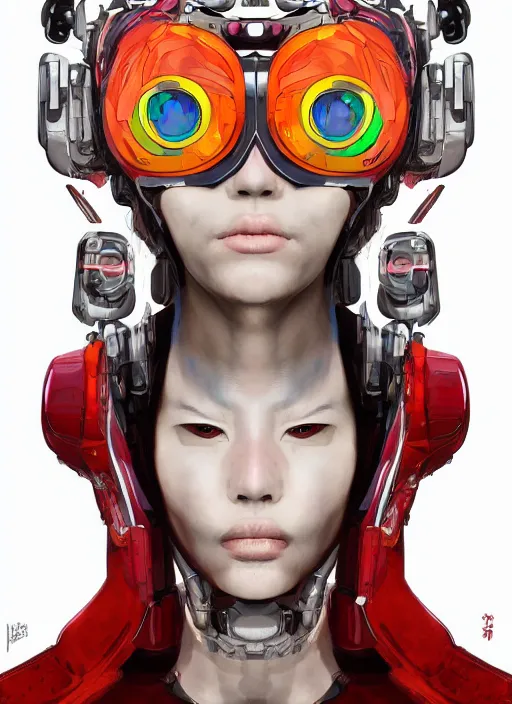 Prompt: portrait of a cyborg woman by Takashi Murakami, hyper detailled, trending on artstation