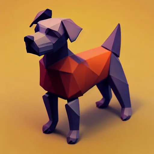 Prompt: Isometric 3D Fantasy Cute Dog, LLow-poly model and handpaint texture