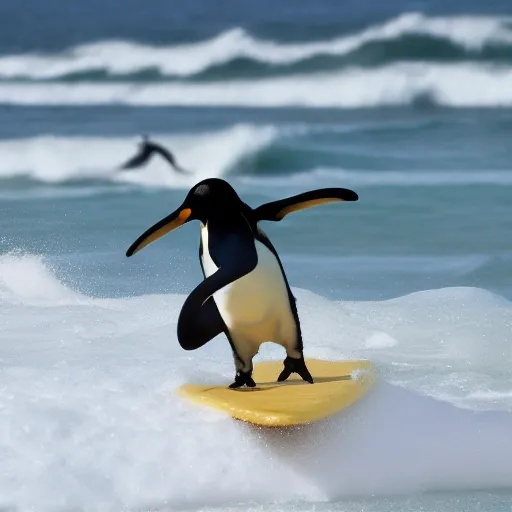 Image similar to Penguin surfing