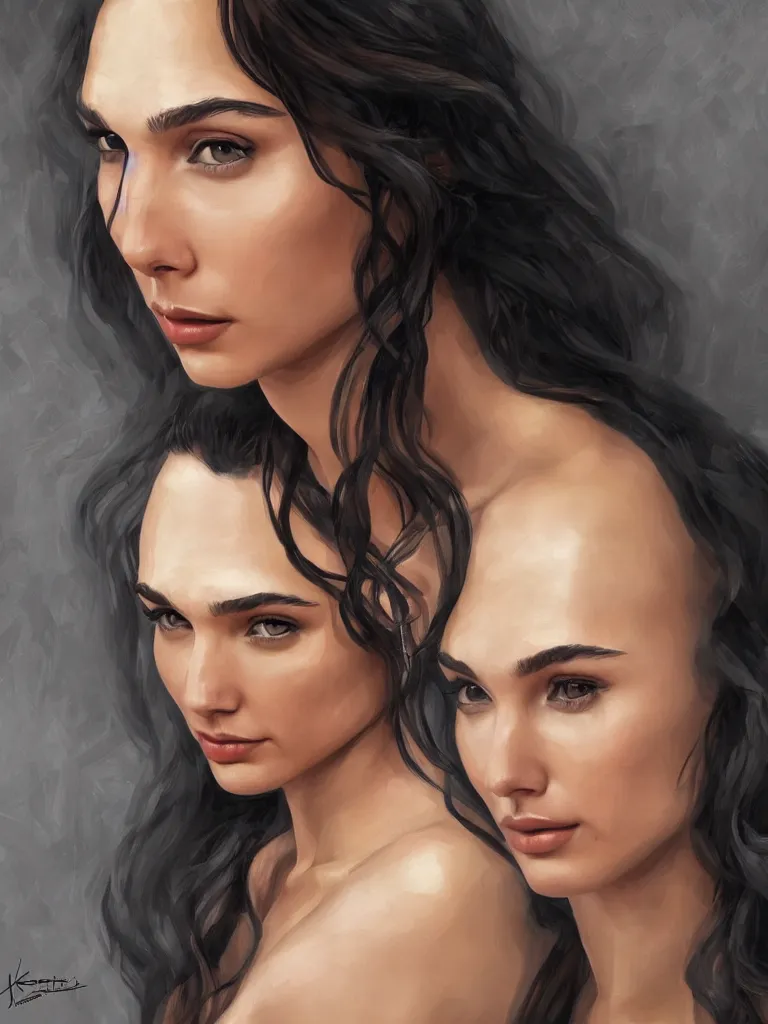 Image similar to a beautiful portrait of gal gadot by Karmen loh and, detailed, proportional, trending on art station, 4k