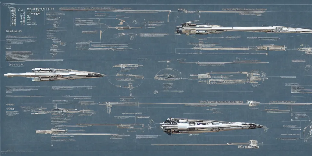 Prompt: detailed infographic blueprint of one messenger spaceship in the style of eve online by john howe