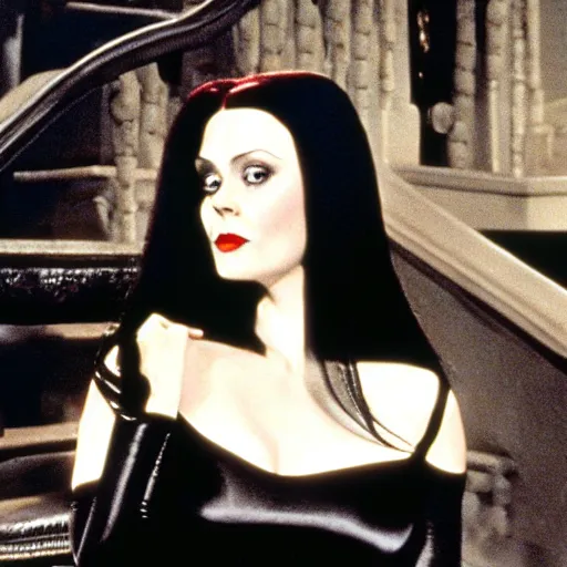 Prompt: amy adams as morticia addams, a still from the addams family ( 1 9 9 3 )