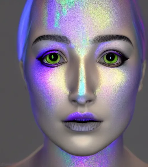 Prompt: close up portrait of a female iridescent ghost, cinema 3d 8K render