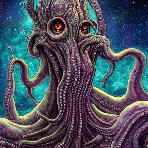 Image similar to giant lovecraft monster, h. p. lovecraft, scary, cosmic, detailed, 4 k