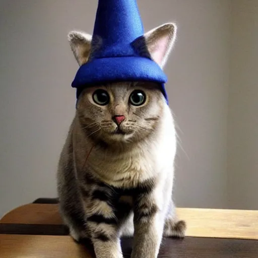 Image similar to cat with fantasy wizard hat