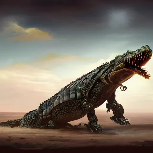 Prompt: a robotic crocodile, horizon forbidden west concept art, highly detailed, 8 k