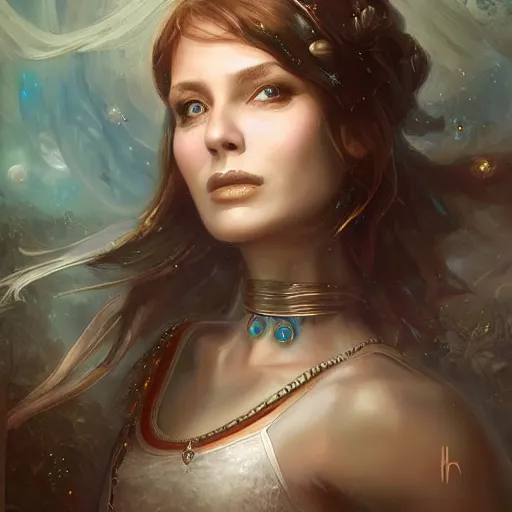 Image similar to portrait of a nervian woman ( 3 5 ) from the the netherlands, an oil painting by ross tran and thomas kincade