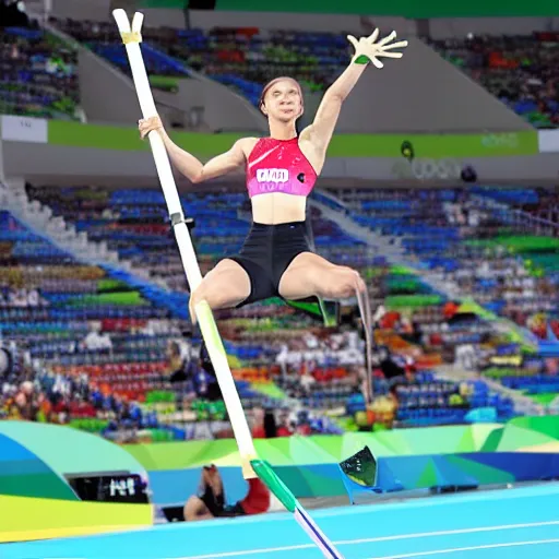 Image similar to Frog pole vaulting at the Olympics