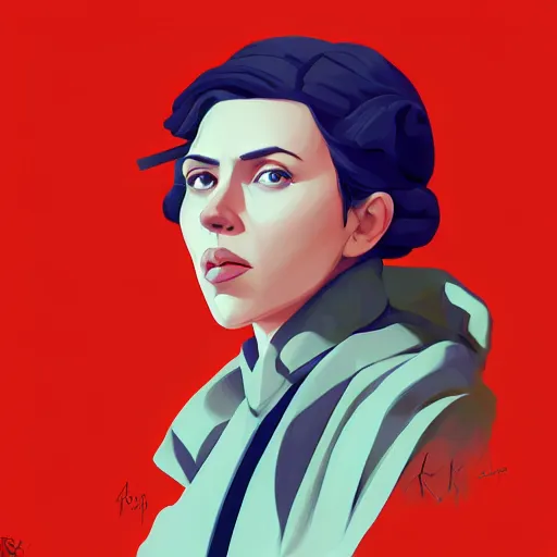 Prompt: face icon stylized minimalist bolshevik leader nadezhda konstantinovna krupskaya played by scarlett johansson, loftis, cory behance hd by jesper ejsing, by rhads, makoto shinkai and lois van baarle, ilya kuvshinov, rossdraws global illumination