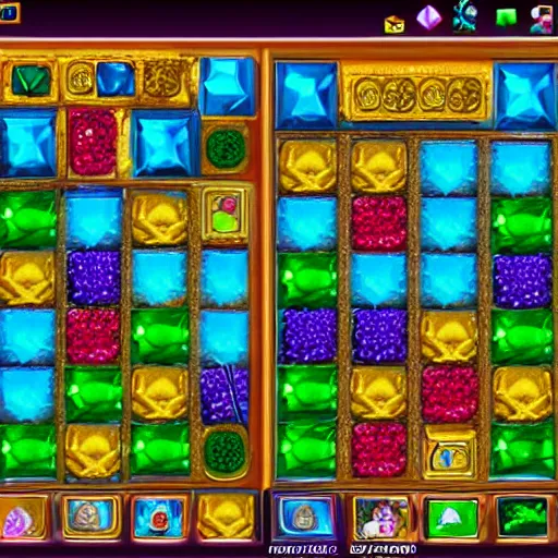 Image similar to A dwarf playing bejeweled on Windows XP