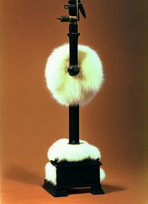 Prompt: realistic photo of a a medieval temple astronomy appliance pump, made of mustard wood white clay fluffy fur black plastic 1 9 9 0, life magazine photo, natural colors, museum collection