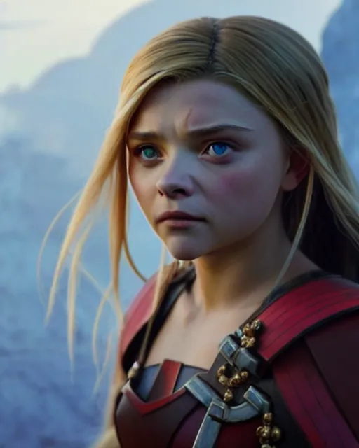 Image similar to chloe grace moretz as an azctec warrior, detailed perfect face, exquisite details, fire magic, mid view, design on a white background, by studio muti, greg rutkowski makoto shinkai takashi takeuchi studio ghibli