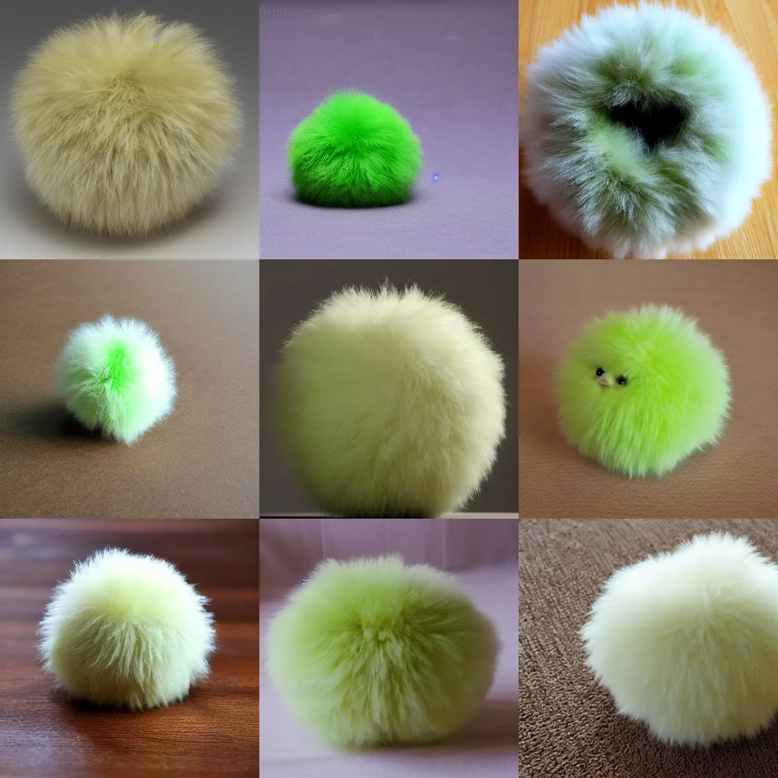 Prompt: lightly lime colored cute puff ball
