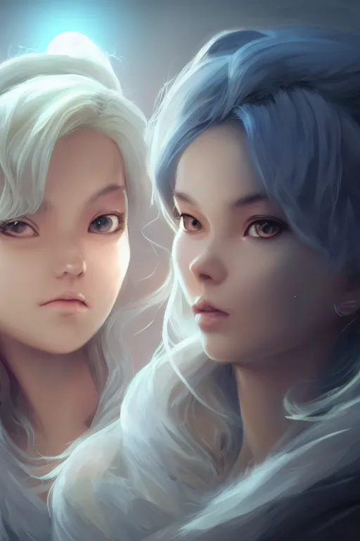 Image similar to a portrait of rosalina and luma, made by stanley artgerm lau, wlop, rossdraws, artstation, cgsociety, concept art, cgsociety, octane render, trending on artstation, artstationhd, artstationhq, unreal engine, 4 k, 8 k,