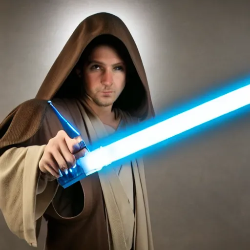 Image similar to a jedi padawan constructing his lightsaber