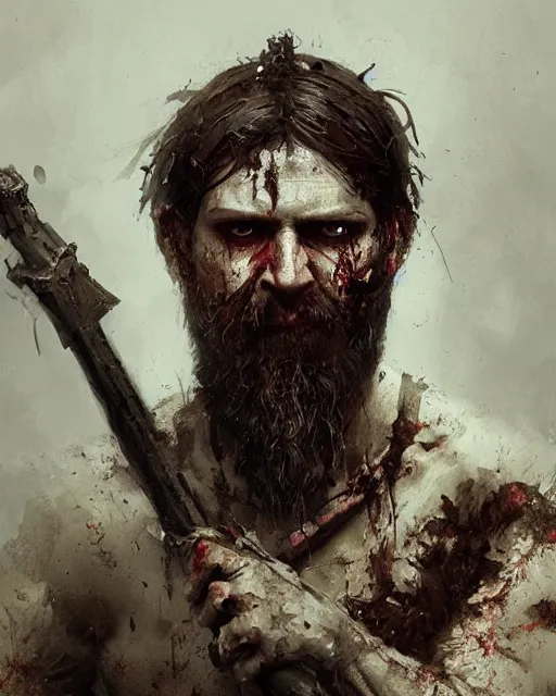 Image similar to hyper realistic photo portrait medieval bearded zombie cinematic, greg rutkowski, james gurney, mignola, craig mullins, brom