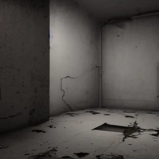 Image similar to gritty, cinematic, liminal space, 3d render, photorealism