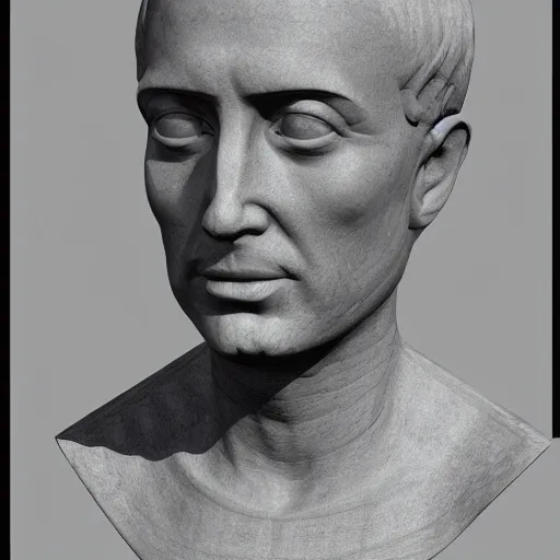 Prompt: a 3 d render of the head of michelangelos david