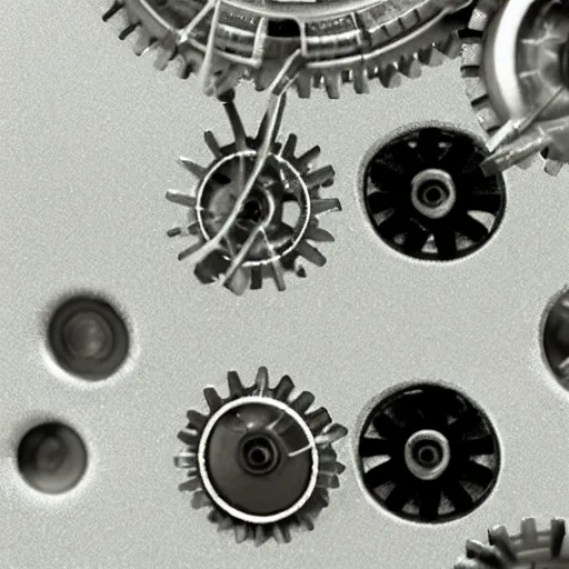 Prompt: microscopic mems electromechanical mechanism. gears, levers, microscopy