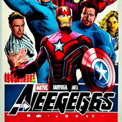 Image similar to Poster of the Avengers movie by Andy Warhol