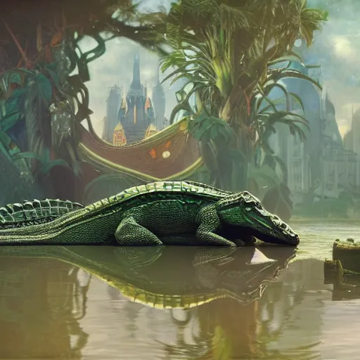 Image similar to an ultra detailed matte painting of alligator loki as nyan cat, fantasy concept art by alphonse mucha and greg rutkowski, octane render, 8 k, detailed face