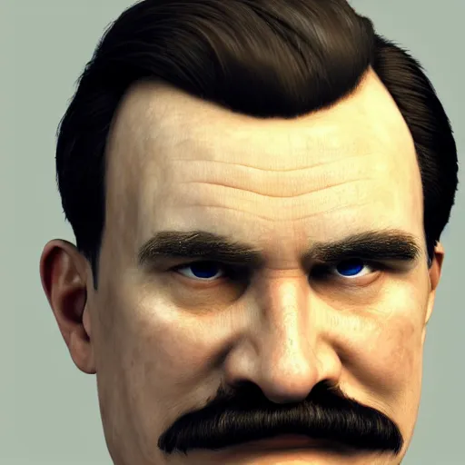 Image similar to ultra high detail unreal engine render of friedrich nietzsche, face looks too real