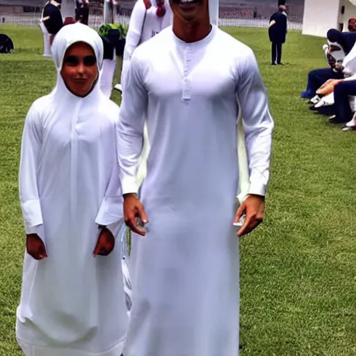 Prompt: Ronaldo wearing omani dishdasha