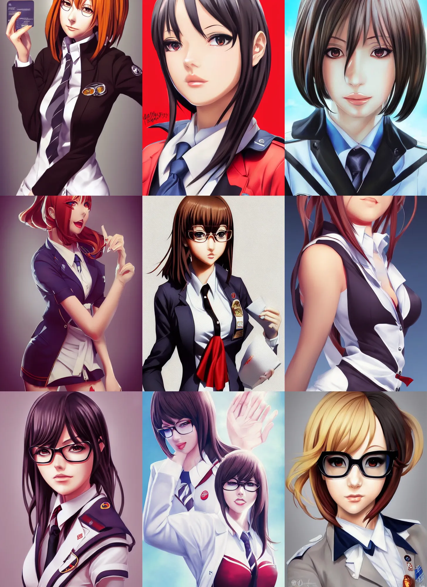 Image similar to beautiful portrait of a Flight Attendant who looks like Shiraki Meiko, Prison School anime, character design by Ross Tran, artgerm detailed, soft lighting